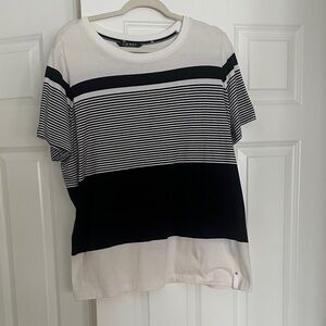Ralph Lauren Navy and White Striped Women's Top 2x